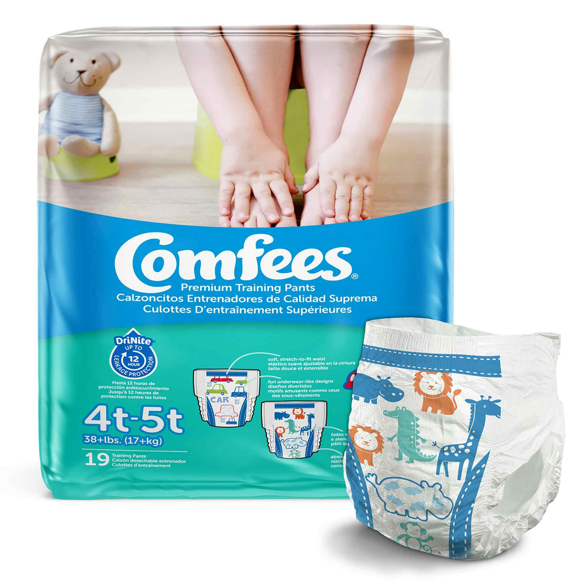 Comfees Pull-Up Premium Training Pants, Moderate Absorbency, CMF-B4, 4T-5T (38lbs+) - Case of 114 (6 Bags)