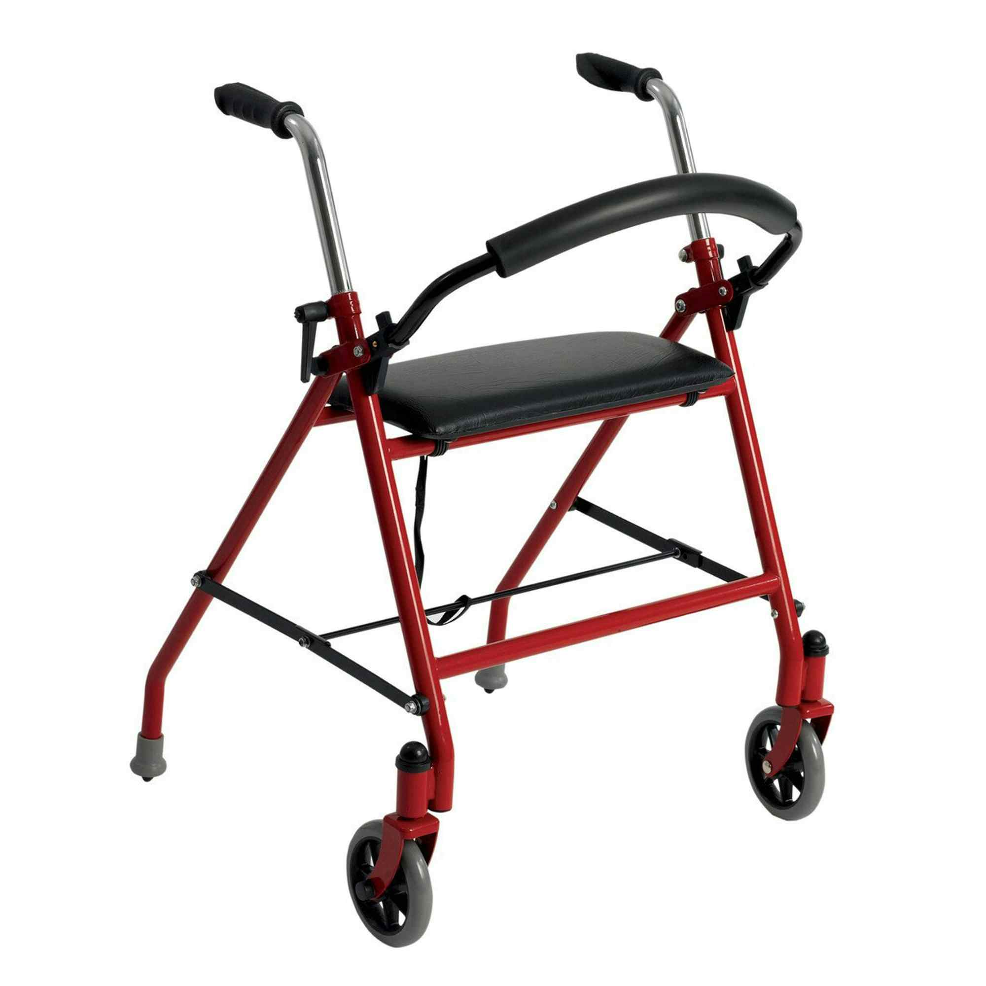drive Adjustable Height Dual Release Folding Walker, 1239RD, Red - 1 Each