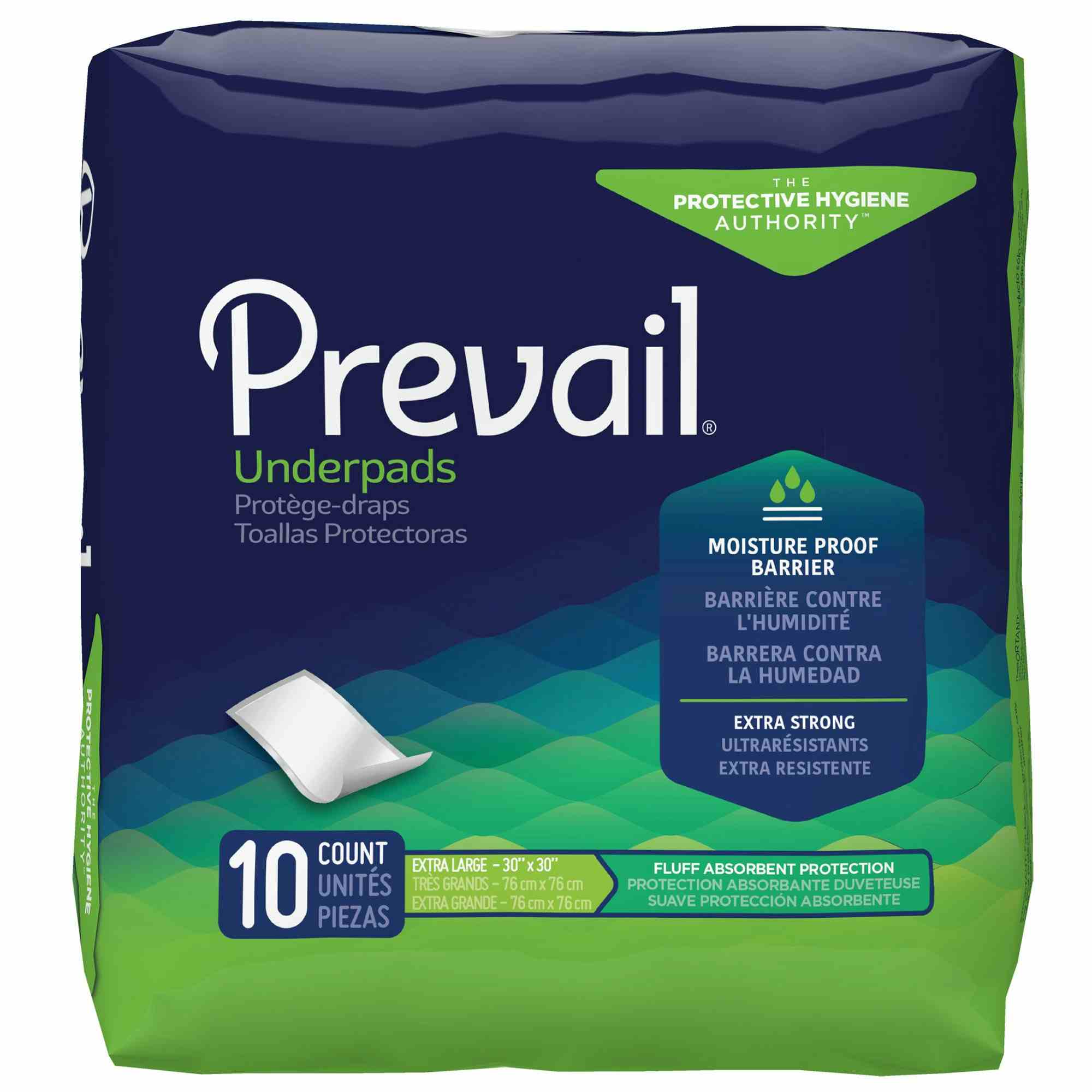 Prevail  Underpad, White, Light Absorbency, PV-120, 30 X 30 - Case of 120 (12 Bags)