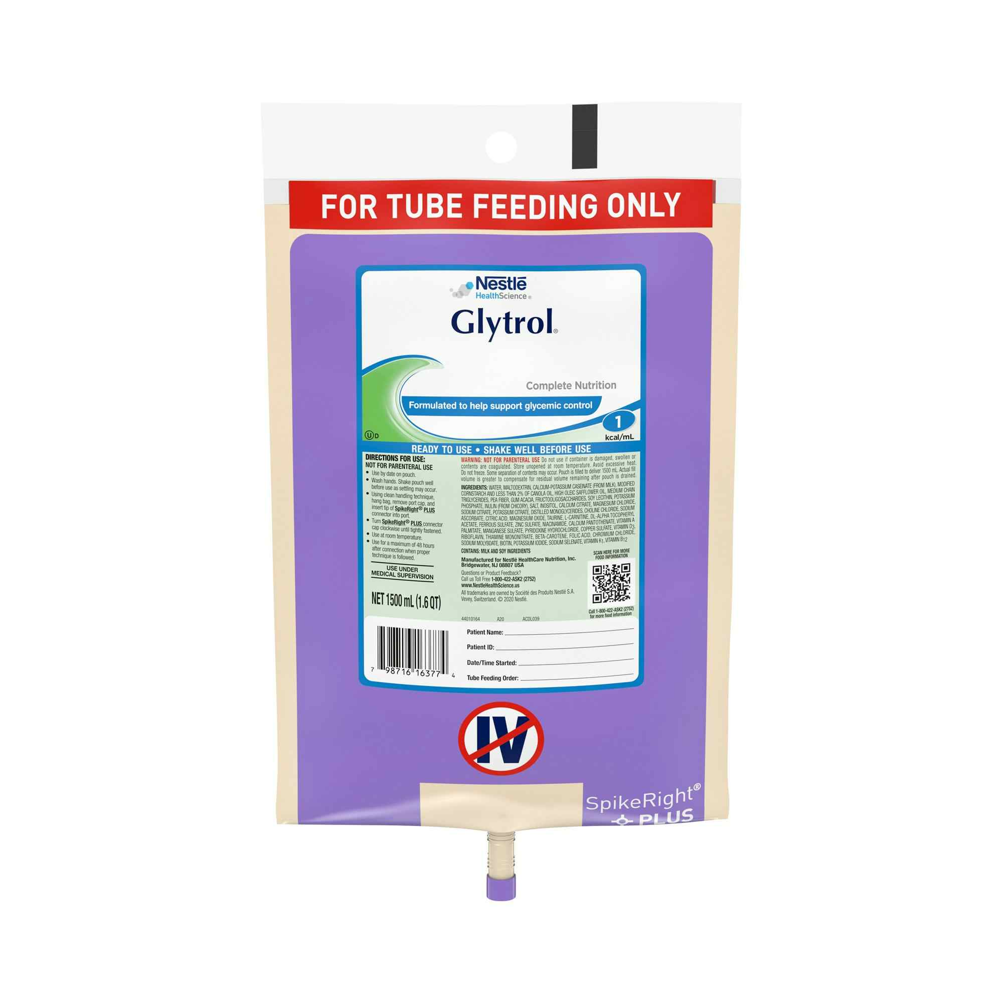 Nestle HealthScience Glytrol Complete Nutrition Tube Feeding Formula, 9871632391, 50.7 oz. - Case of 4