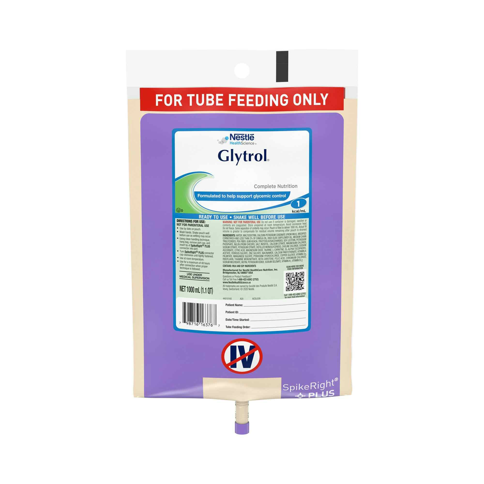 Nestle HealthScience Glytrol Complete Nutrition Tube Feeding Formula, 10798716223901, 33.8 oz. - Case of 6