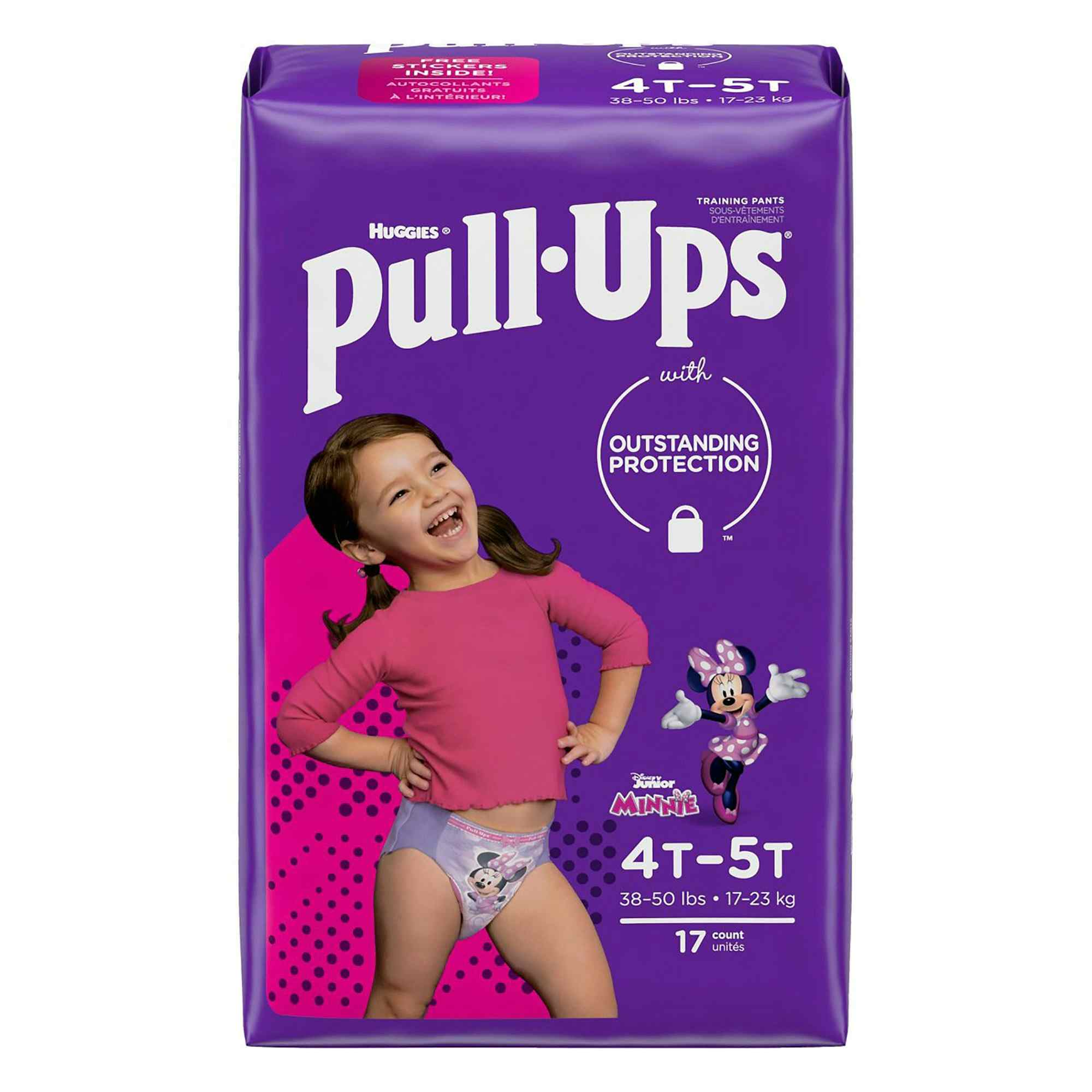 Huggies Girls Pull-Ups with Outstanding Protection, Moderate Absorbency, 51357, 4T-5T (38-50 lbs) - Pack of 17