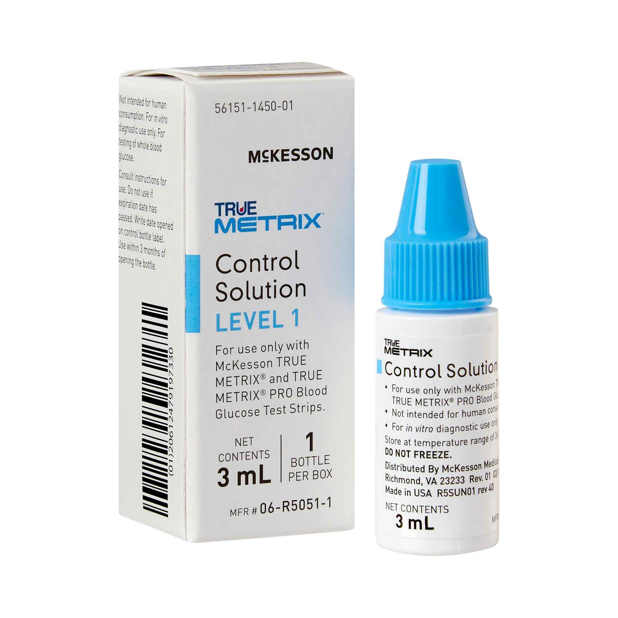 McKesson TRUE METRIX Control Solution, 3 mL Level 1, 06-R5051-1, Case of 24