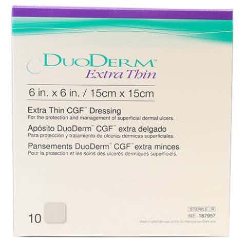 DuoDERM Extra Thin Hydrocolloid Dressing, 6" X 6", Square Sterile, 187957, Box of 10