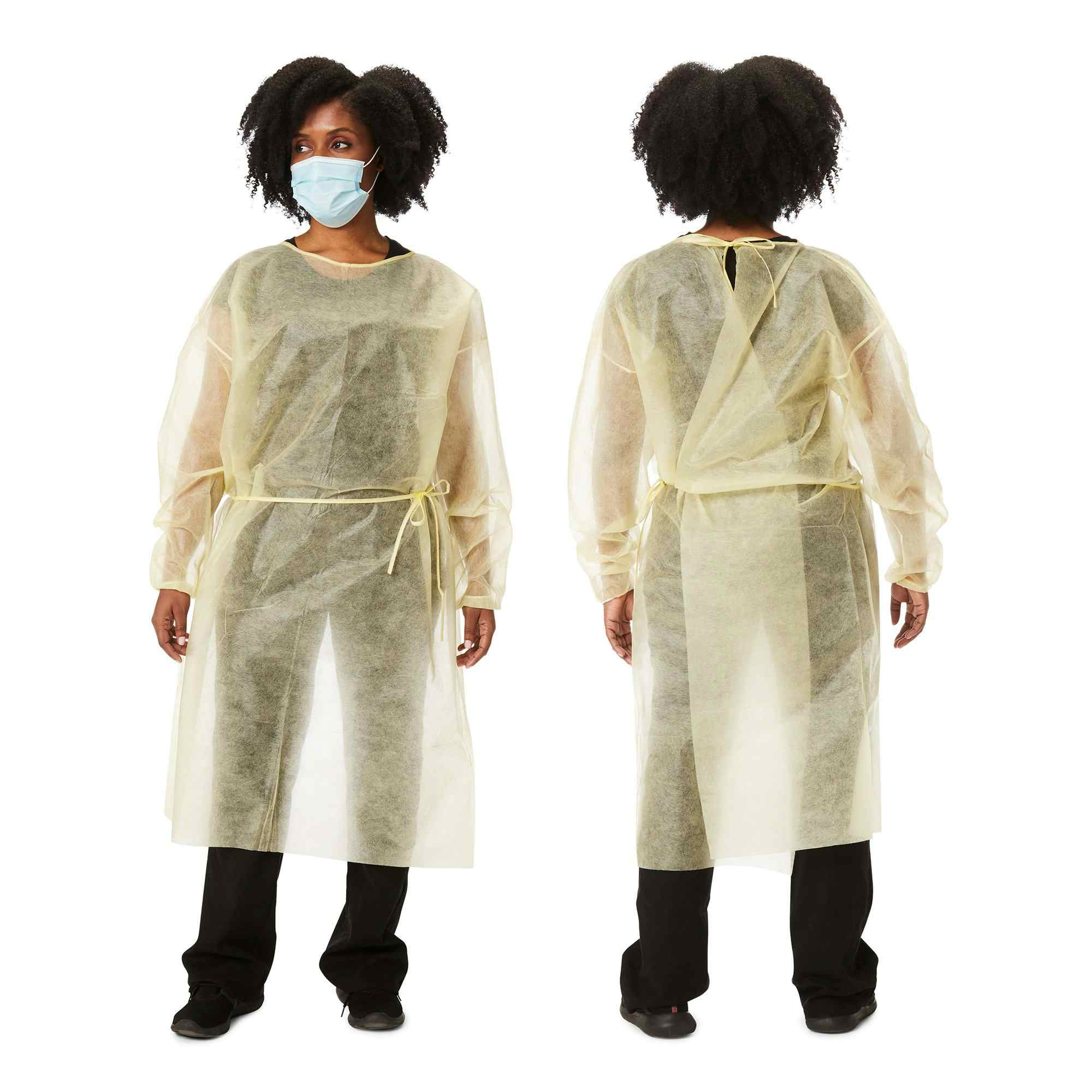 Protective Procedure Gown, One Size Fits Most, Yellow , XF3008, Box of 10