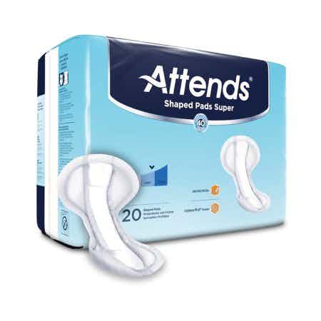 Attends Shaped Pads Super, Heavy Absorbency, SPSA, Case of 4