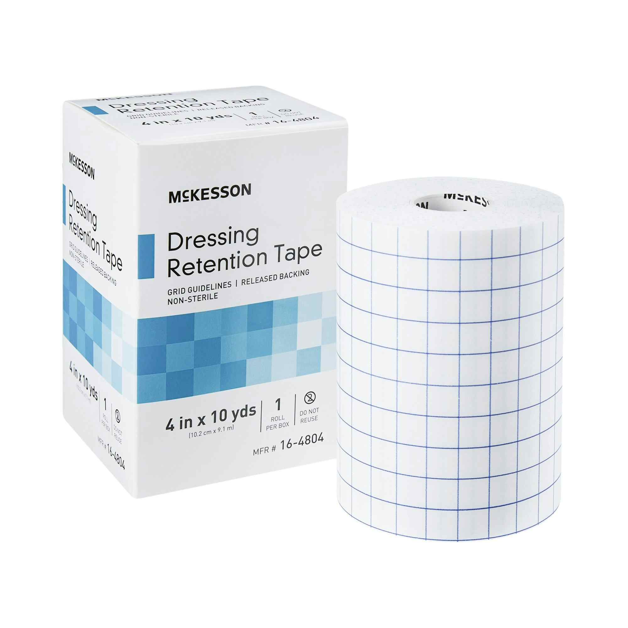 McKesson Dressing Retention Tape, NonSterile, White , 16-4804, 4 Inch X 10 Yard - 1 Box