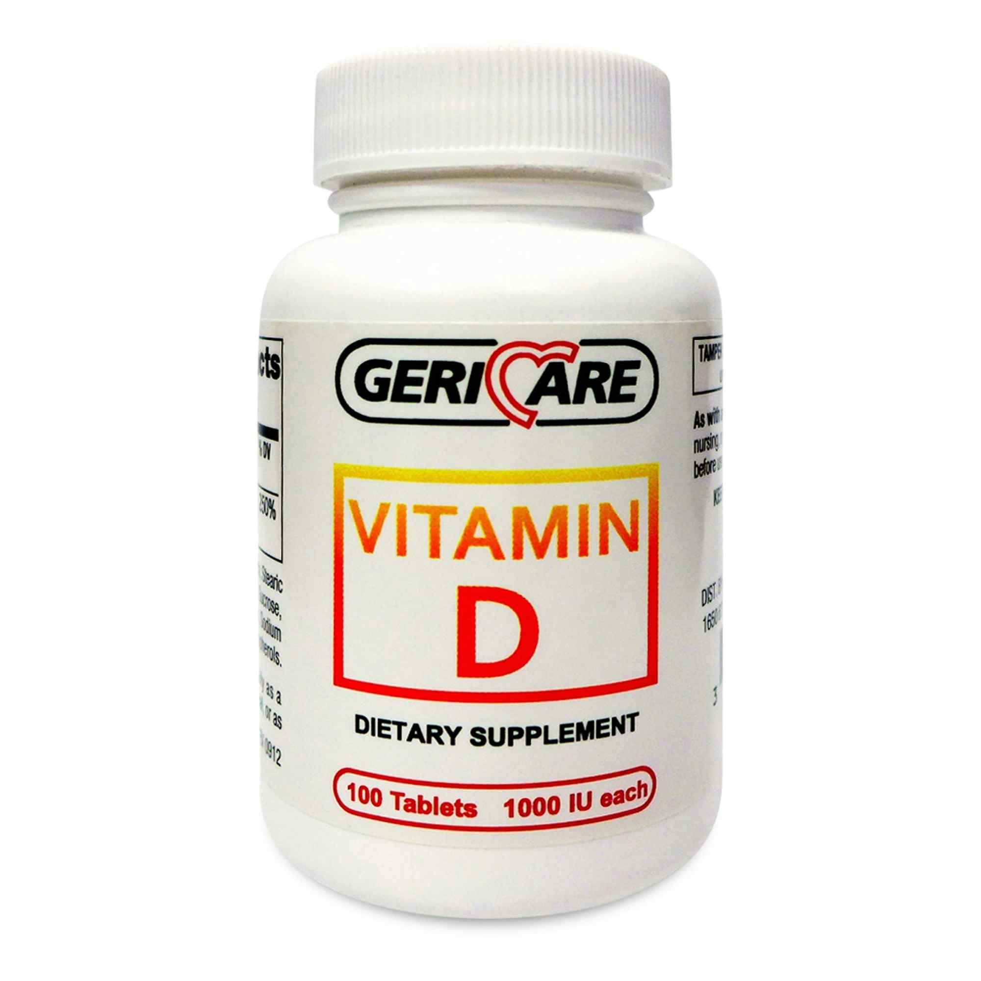 Geri-Care Vitamin D3 Tablets, 1000 IU Strength, 100 Per Bottle, 876-01-GCP, 1 Box