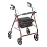 drive Adjustable Height 4 Wheel Rollator, 7.5" Casters, R728RD, Red - 1 Each