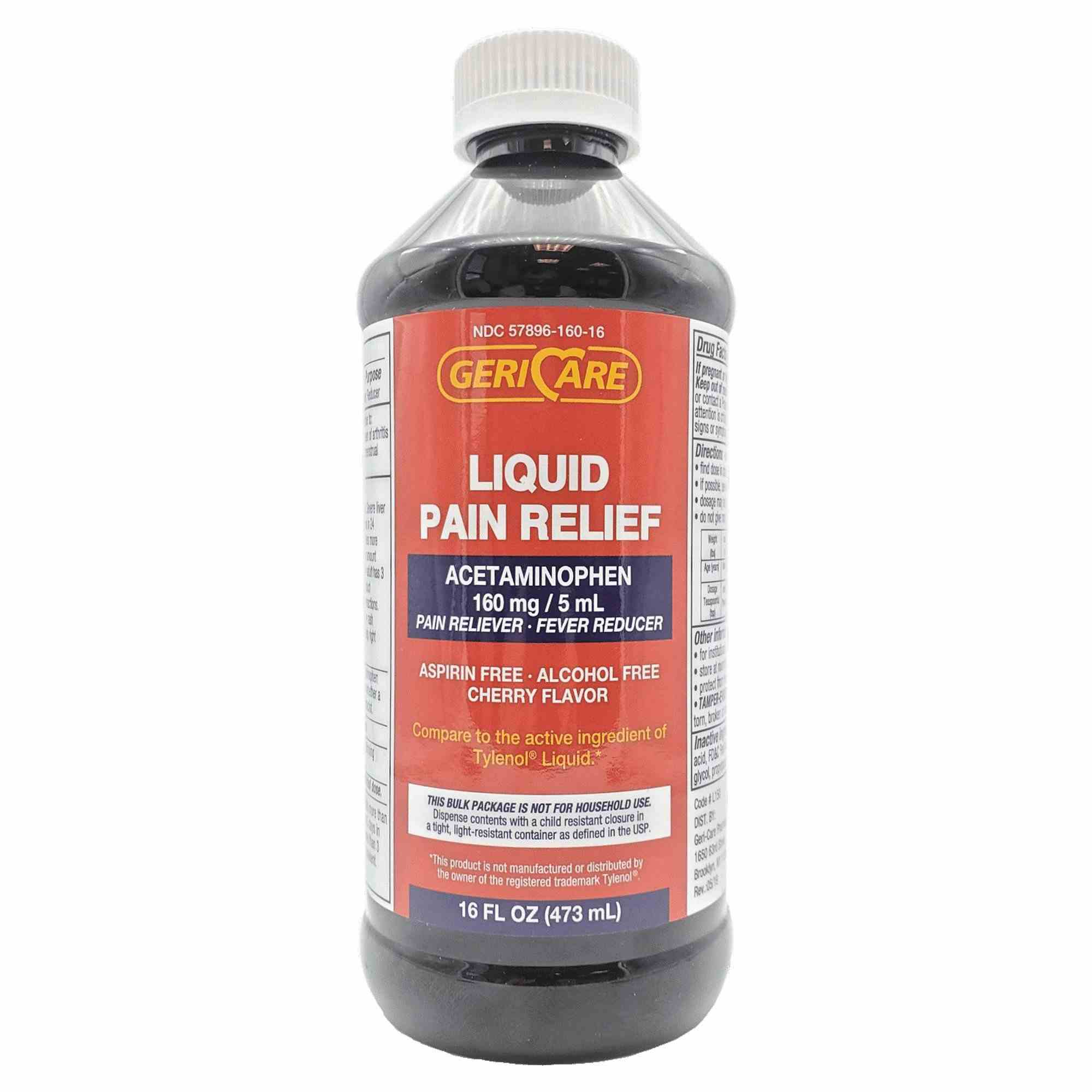 Geri-Care Acetaminophen Liquid Pain Relief, 160 mg/5 ml, Cherry, Q101-16-GCP, 1 Bottle