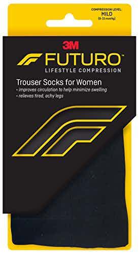 3M Futuro Lifestyle Compression Trouser Socks for Women, 71023EN, Large - 1 Pair