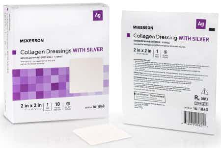 McKesson Collagen Dressings with Silver, 2" X 2" Square, 16-1860, Box of 10