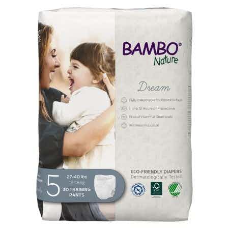 Bambo Nature Dream Pull-up Training Pants, Heavy Absorbency, 1000016929, Size 5 (27-40 lbs) - Bag of 20, Case of 100 (5 Bags)