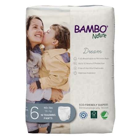 Bambo Nature Dream Pull-up Training Pants, Heavy Absorbency, 1000016929, Size 6 (40 lbs+)  - Bag of 19, Case of 95 (5 Bags)