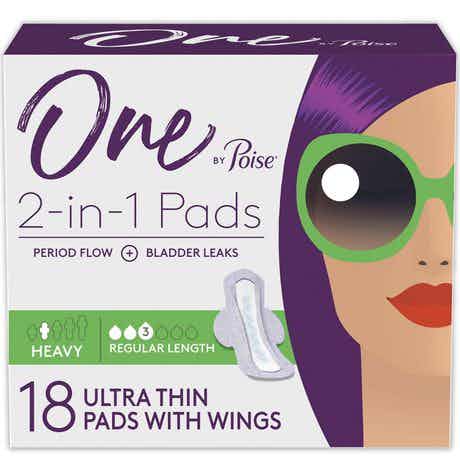 One by Poise Bladder Control Pad, Heavy Absorbency, Ultra Thin with Wings, 53450, Case of 72