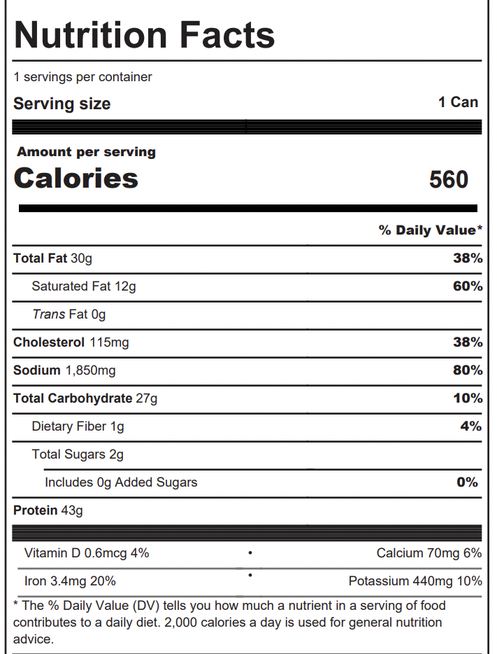 Thick-It Puree, Chicken à la King, Puree Consistency, 15 oz. Can, H301-F8800, 1 Each, Nutritional Label
