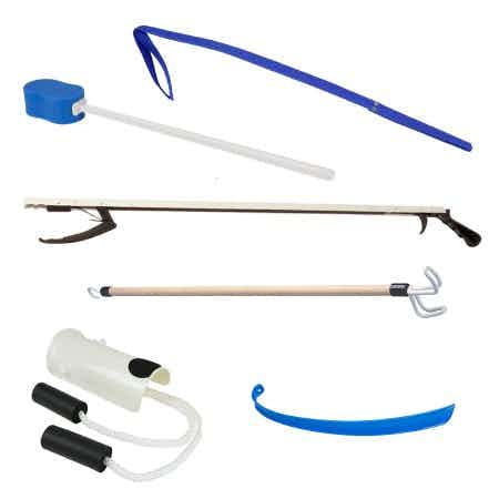 FabLife ADL Hip/Knee Equipment Kit, Reacher, Shoehorn, Dressing Stick & Leg Lifter, 66-0320, 1 Kit