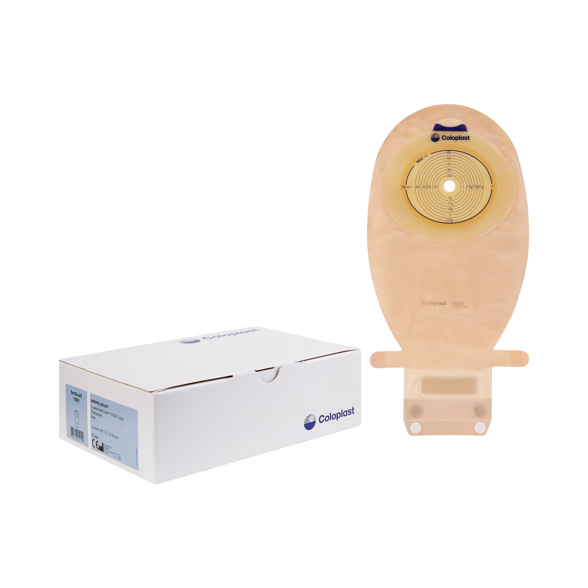 SenSura One-Piece System Colostomy Pouch, 3/8-3" Stoma, 15821, Box of 20