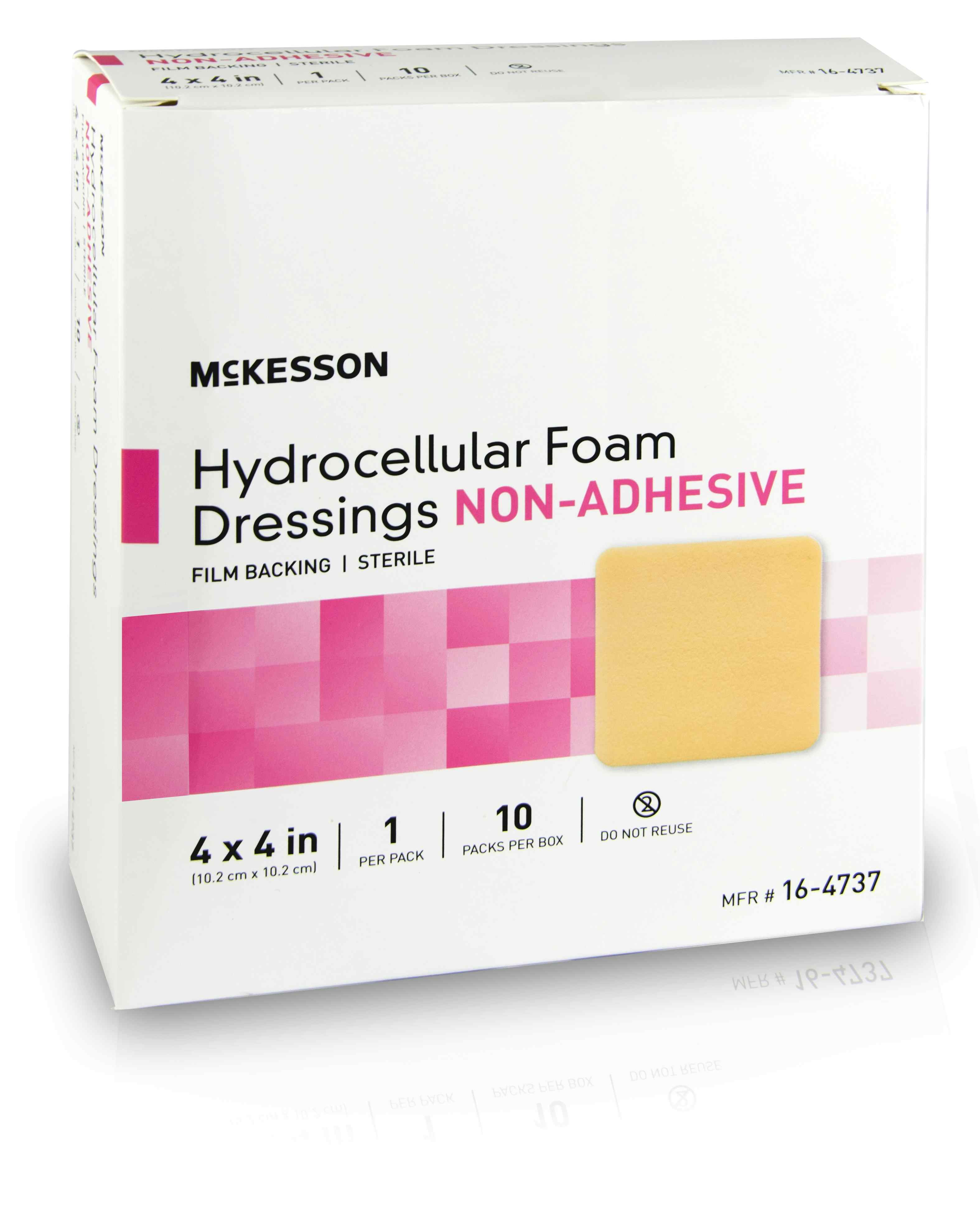 McKesson Non-Adhesive Hydrocelluar Foam Dressings, 4 X 4", 16-4737, Box of 10