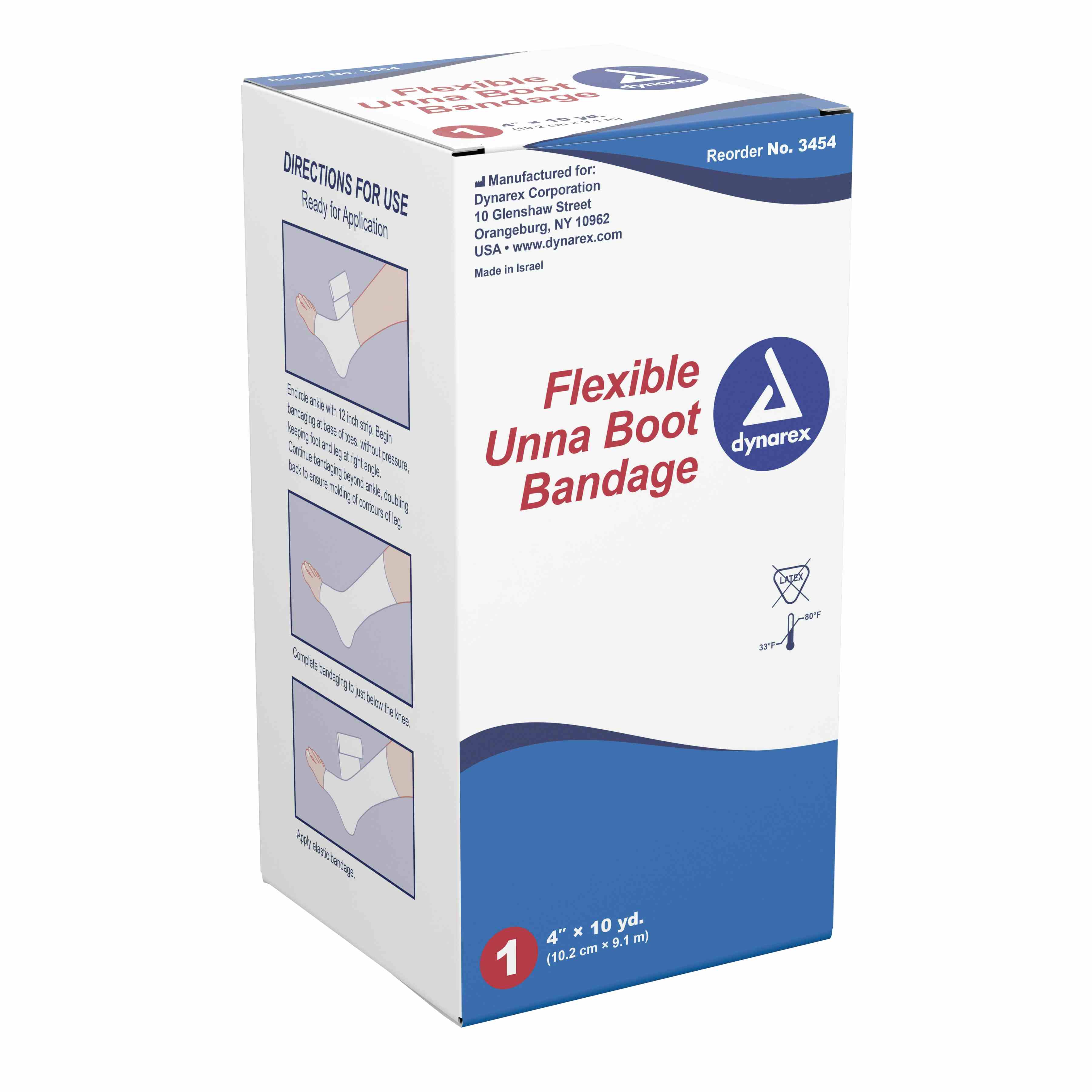 Dynarex Flexible Unna Boot Bandage, 4" X 10 yd, 3454, 1 Each