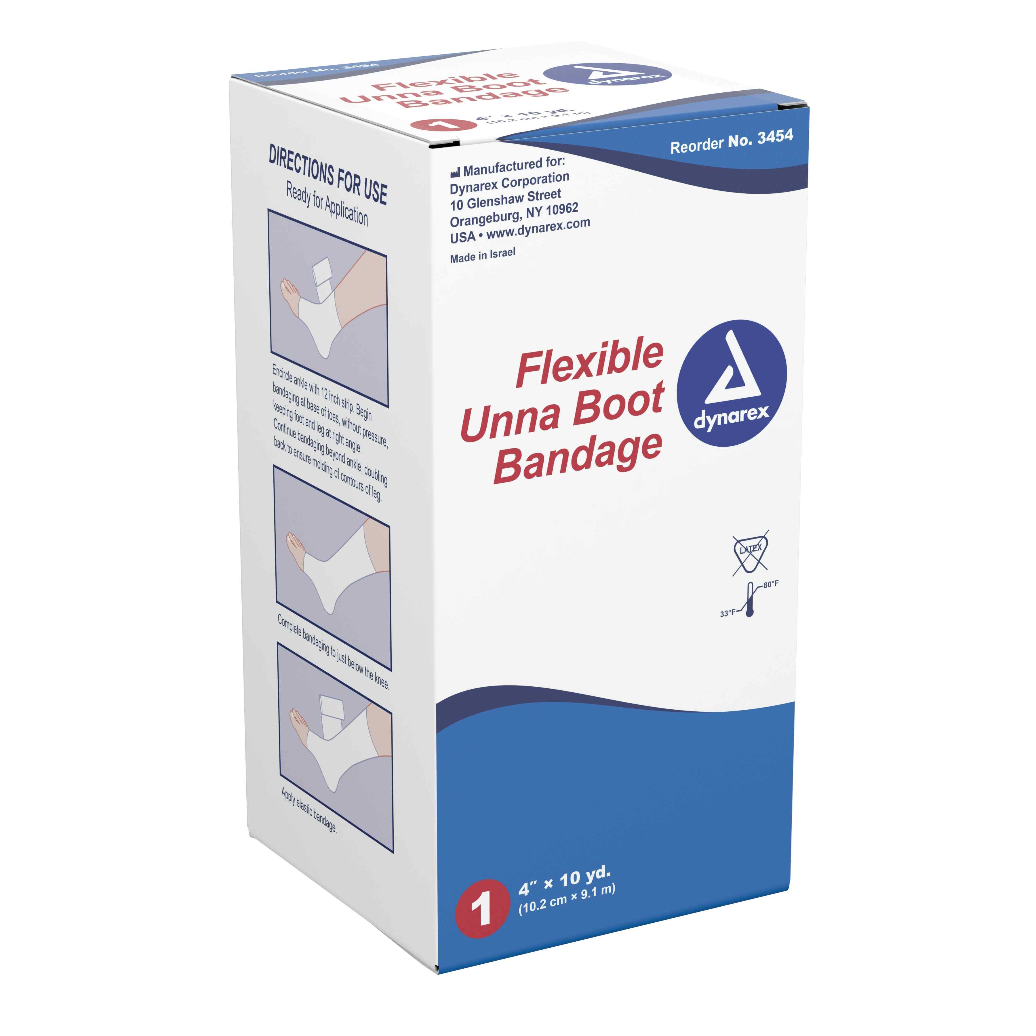 Dynarex Flexible Unna Boot Bandage, 4" X 10 yd, 3454, 1 Each