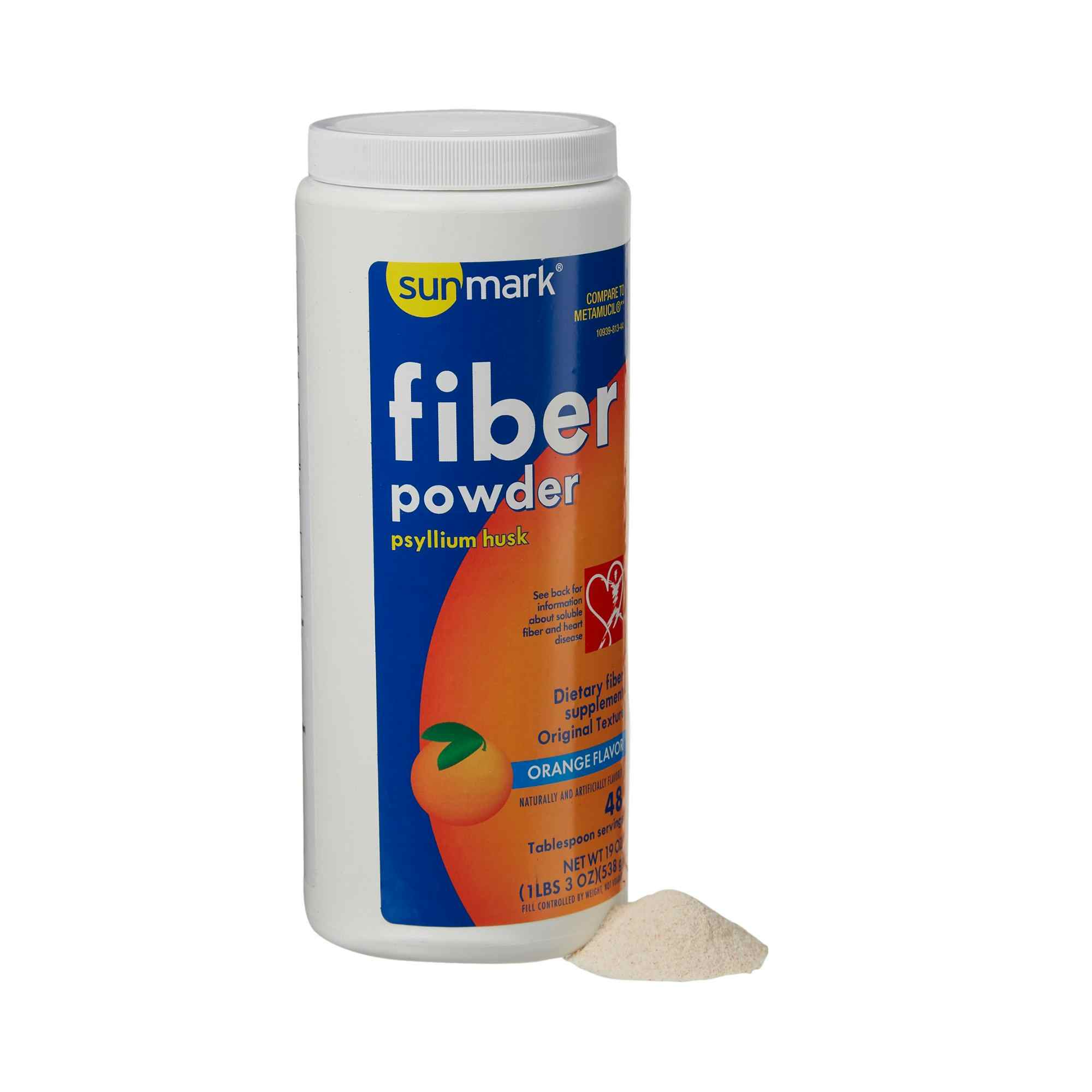 sunmark Fiber Powder Smooth Texture Psyllium Husk Powder, Orange Flavor, 01093981344, 19 oz. - 1 Each
