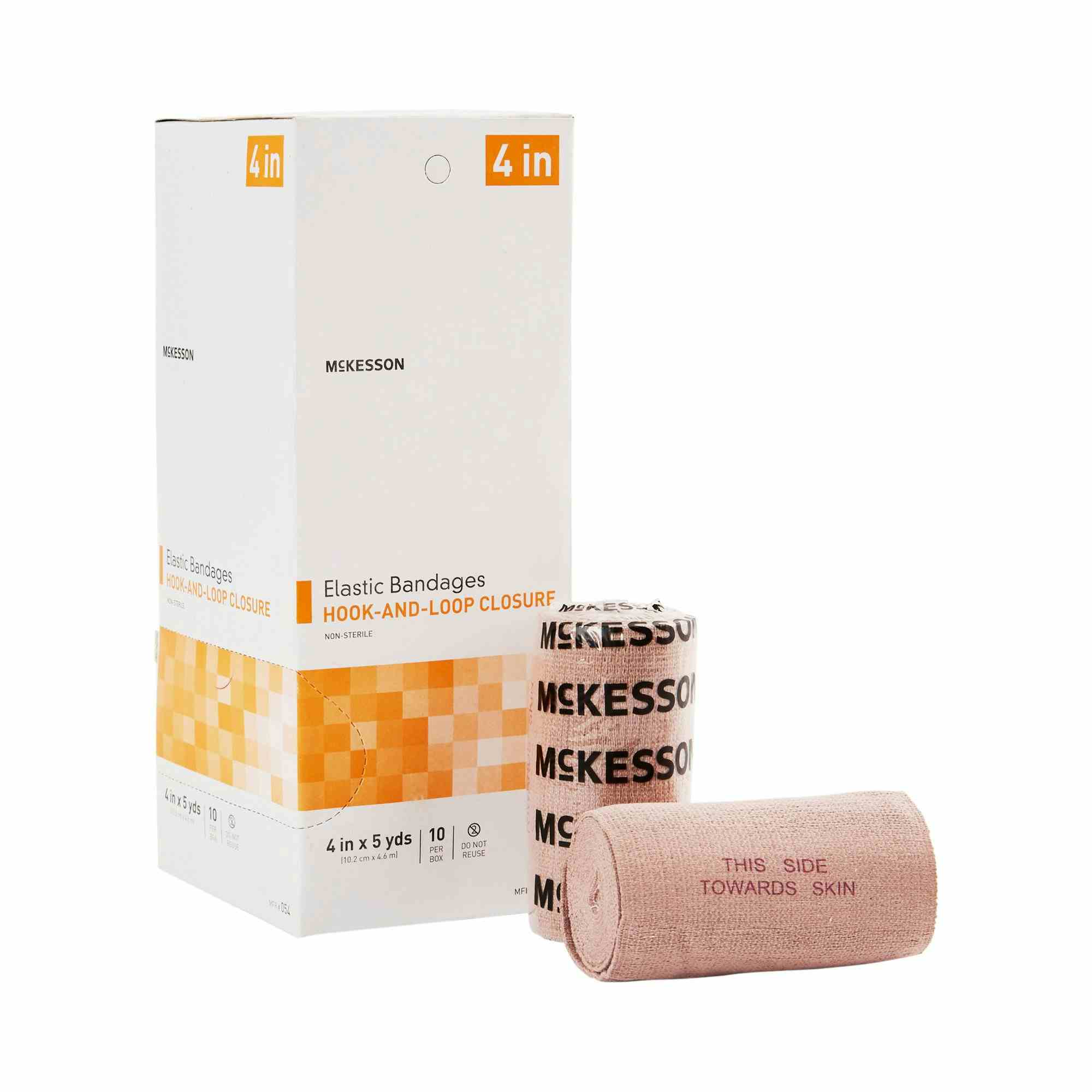  McKesson Elastic Bandages Hook-and-Loop Closure, 4" x 5 yds, 054, Box of 10 Rolls
