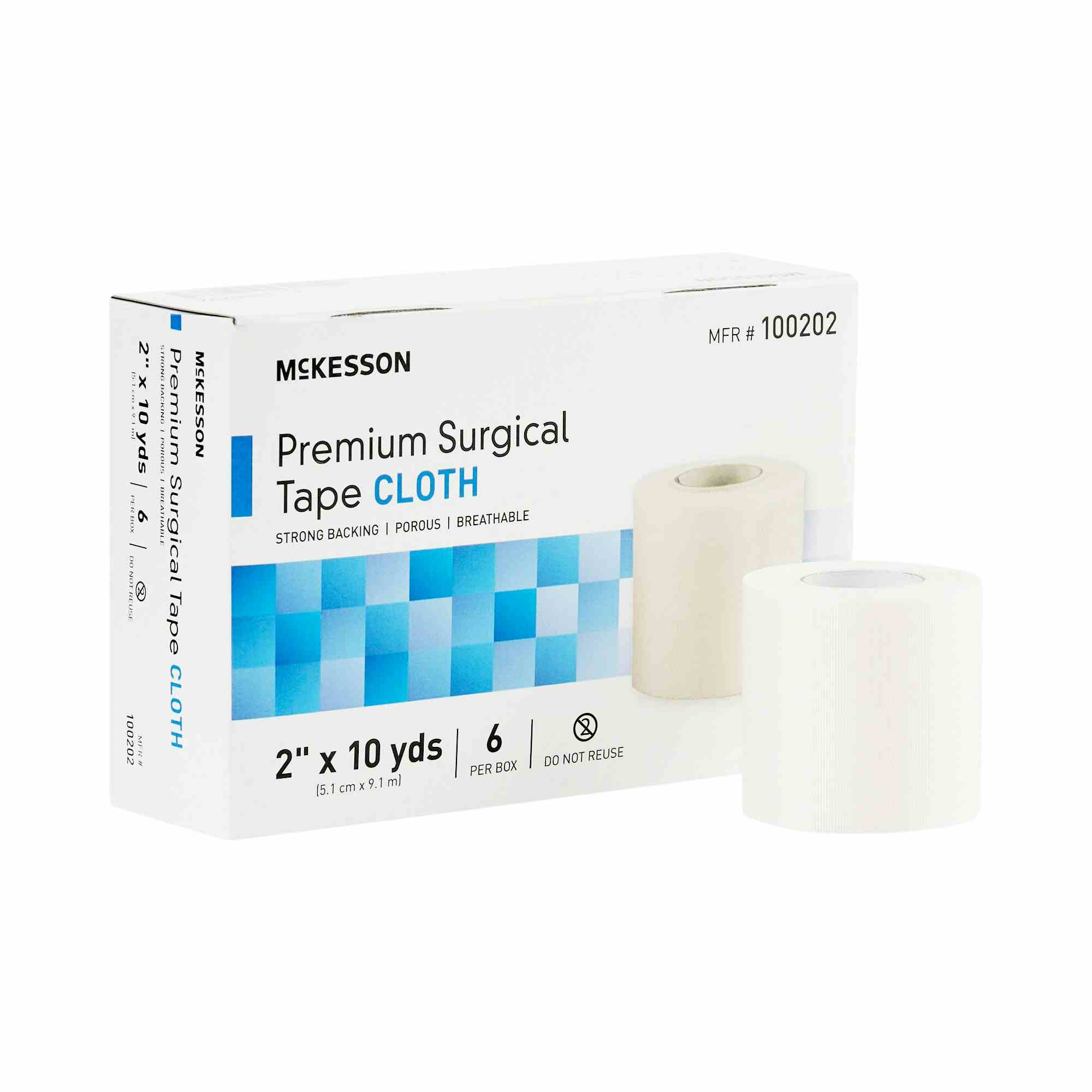 McKesson Premium Surgical Tape Cloth, 2" X 10 yds, 100202, Box of 6