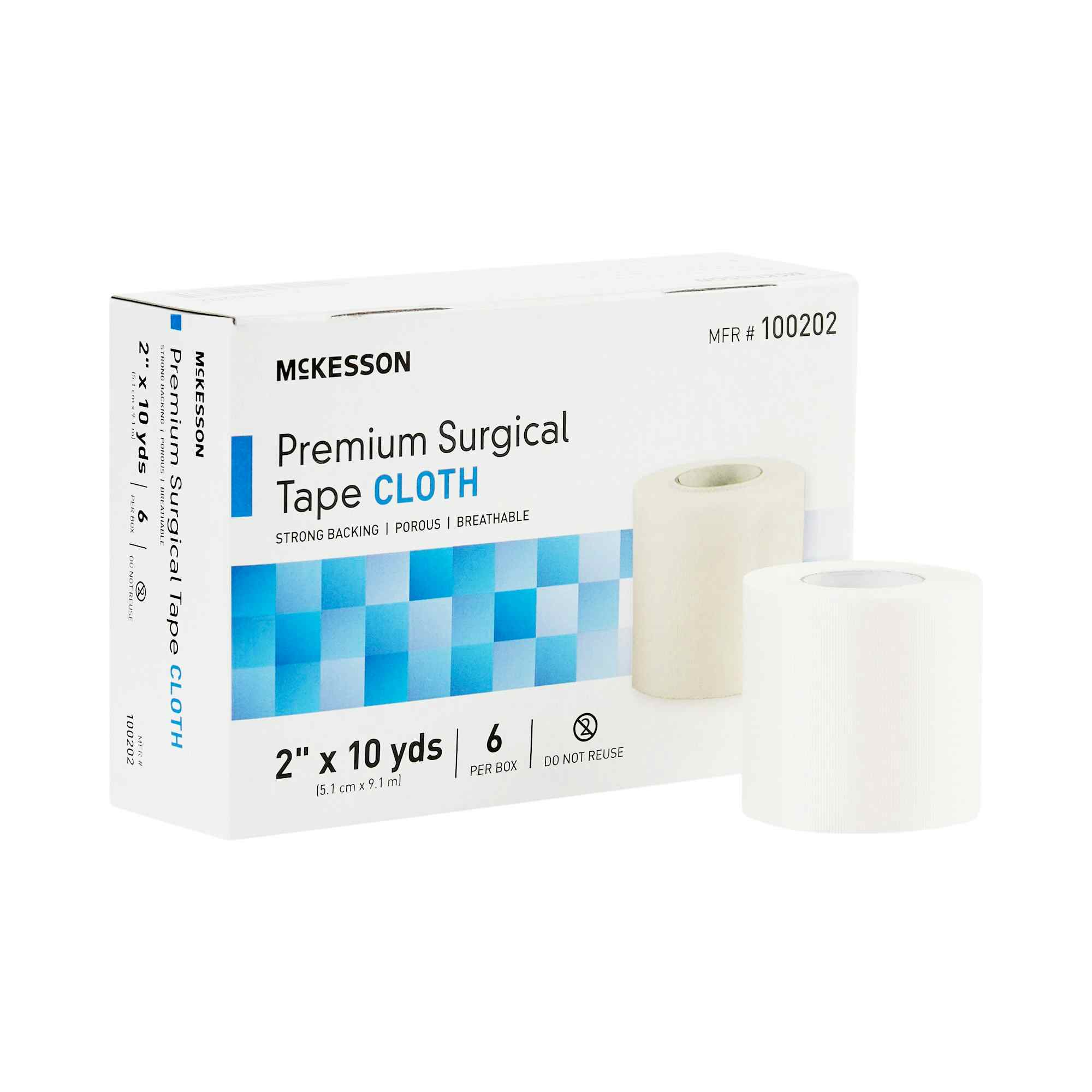 McKesson Premium Surgical Tape Cloth, 2" X 10 yds, 100202, Box of 6