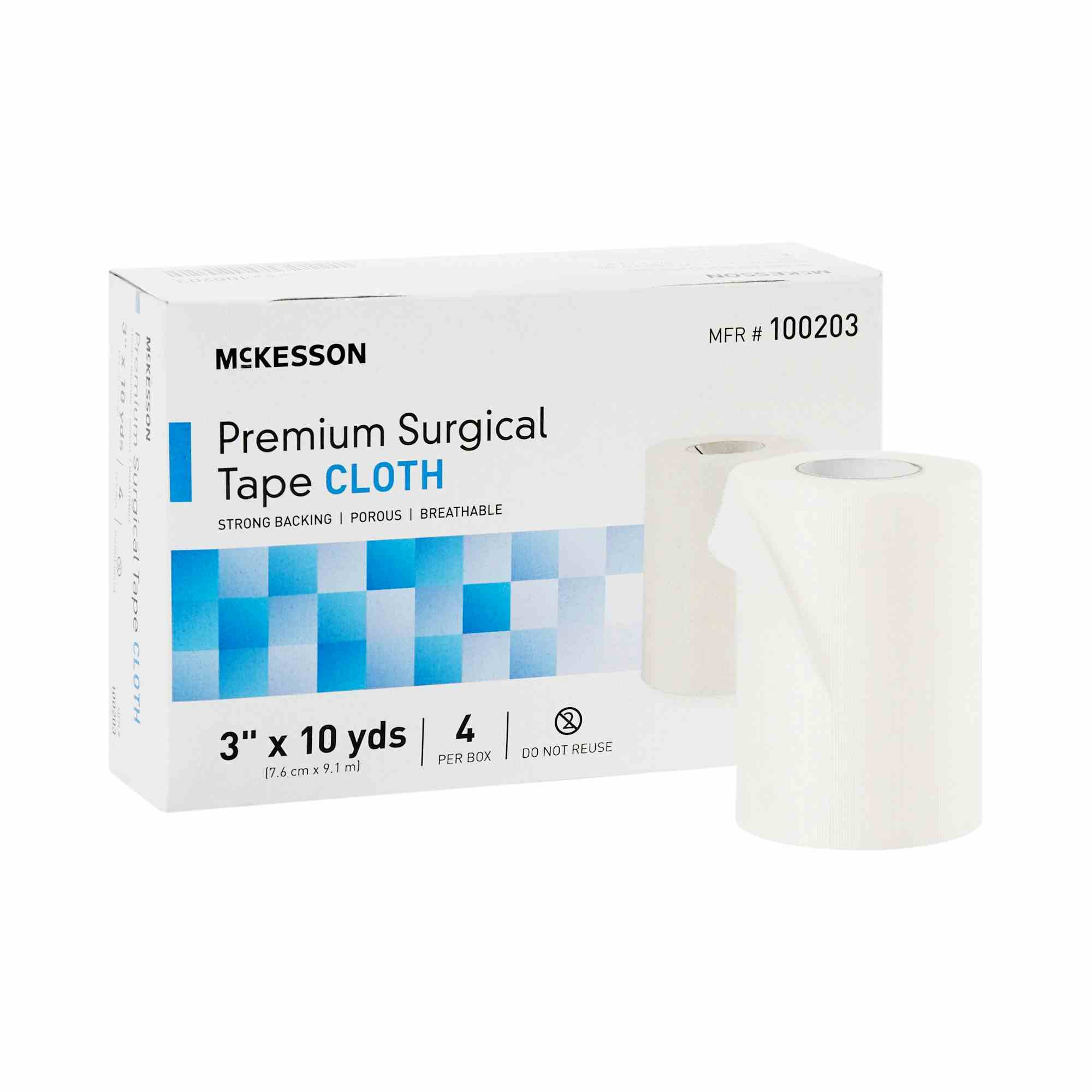 McKesson Premium Surgical Tape Cloth, 3" X 10 yds, 100203, Box of 4