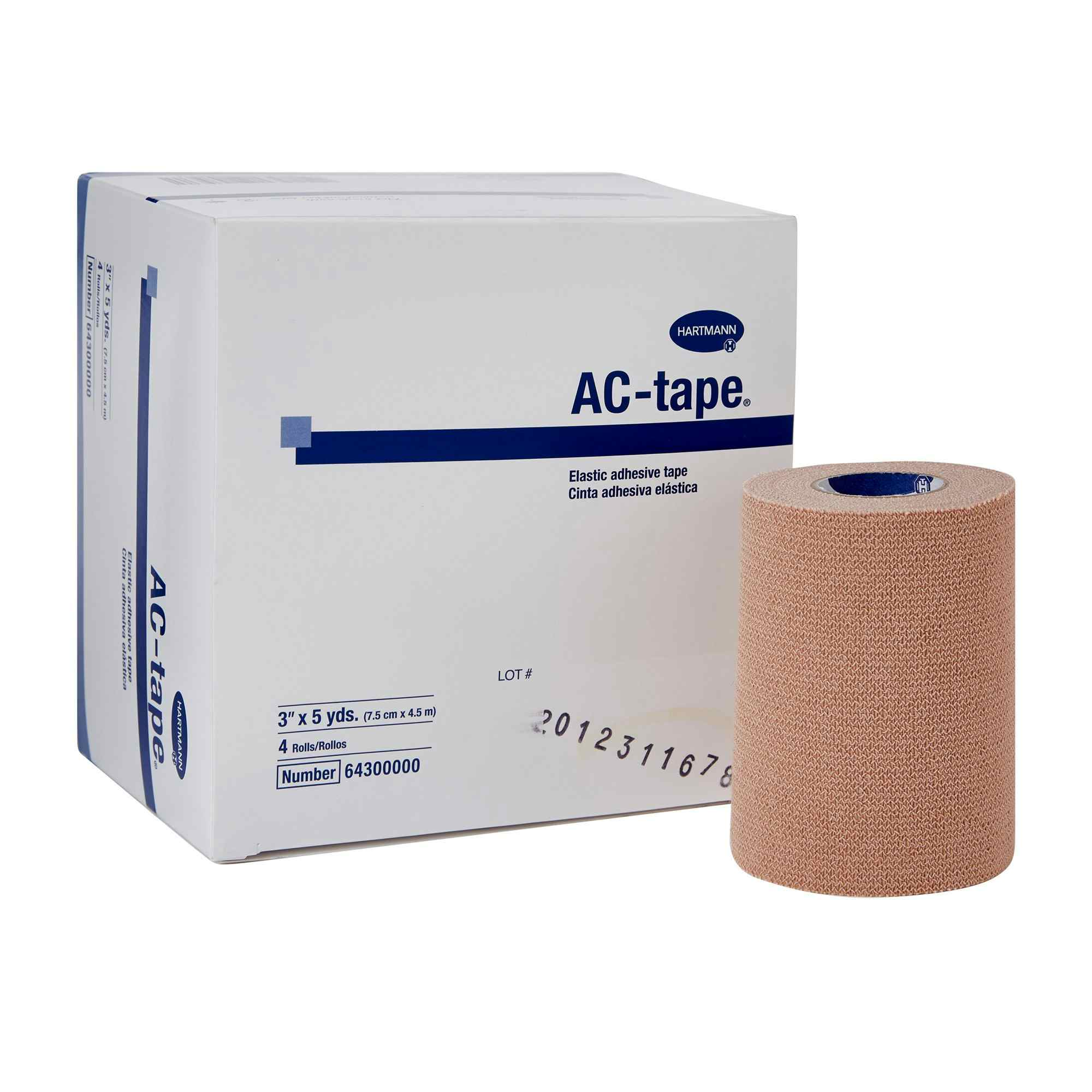 Hartmann AC-Tape Elastic Tape, 3 Inch x 5 Yard, 64300000, Box of 4