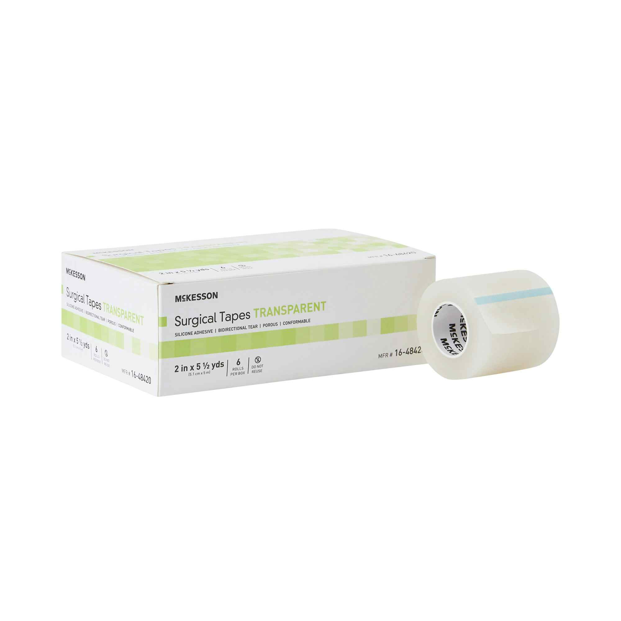 McKesson Silicone Medical Tape, 2 Inch x 5½ Yard, Transparent, 16-48420, Box of 6