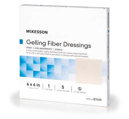 McKesson Gelling Fiber Dressings, 6 X 6", 87600, Box of 5