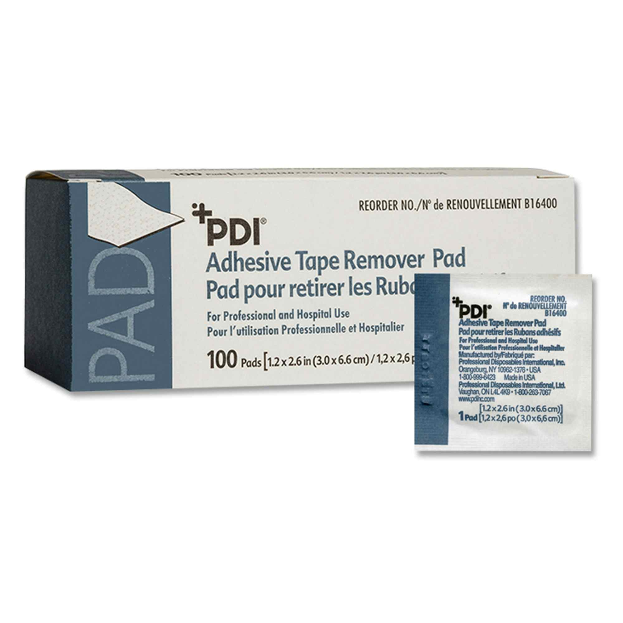 PDI Adhesive Tape Remover Pad, 1-1/4 X 2-5/8" , B16400, Box of 100