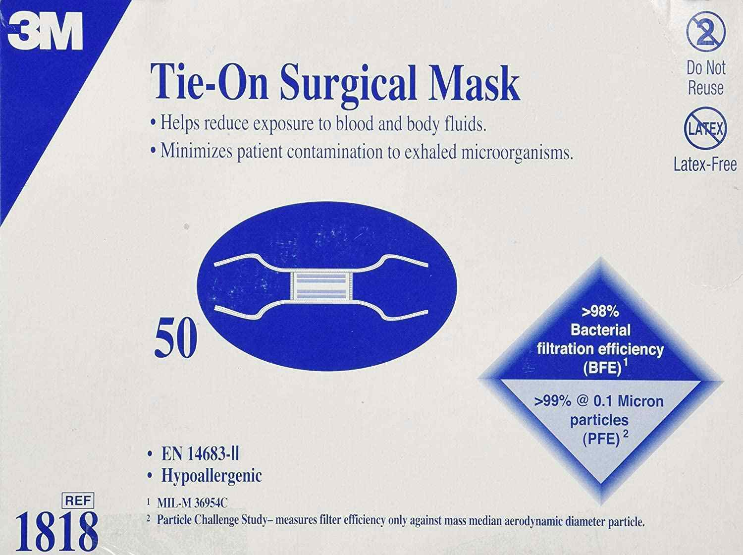 3M Tie-On Surgical Mask, 1818