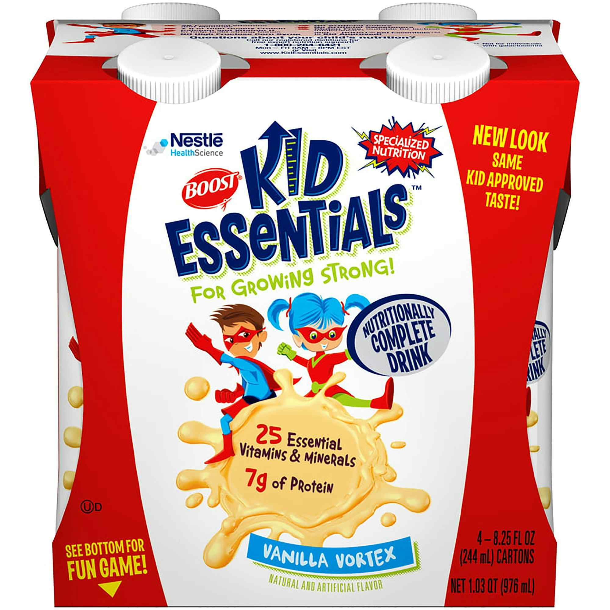 Boost Kid Essentials Nutritionally Complete Drink, 8.25 oz., Vanilla Vortex, 12251151, Pack of 4
