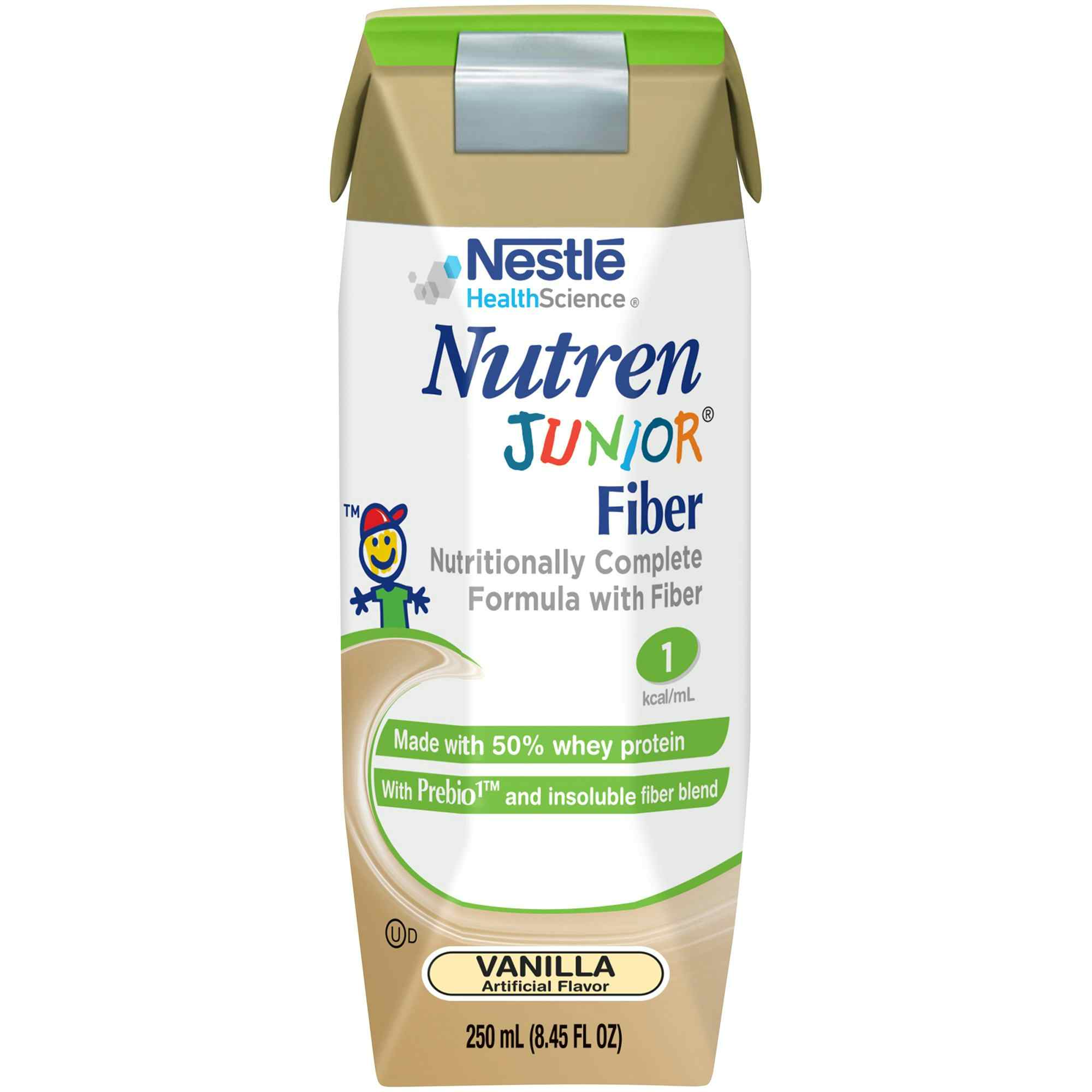 Nestle HealthScience Nutren Junior Fiber Nutritionally Complete Formula with Fiber, Vanilla, 8.45 oz., 9871616063, Case of 24