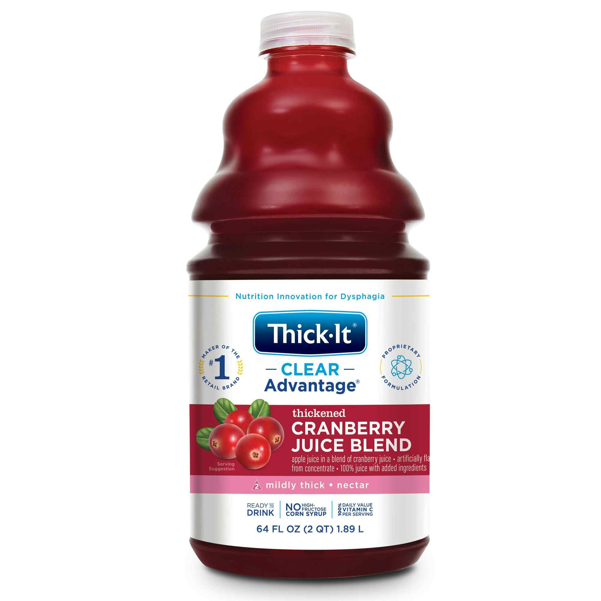 Thick-It Clear Advantage Thickened Cranberry Juice Blend, Mildly Thick, Nectar Consistency, B458-A5044, 64 oz. - Case of 4
