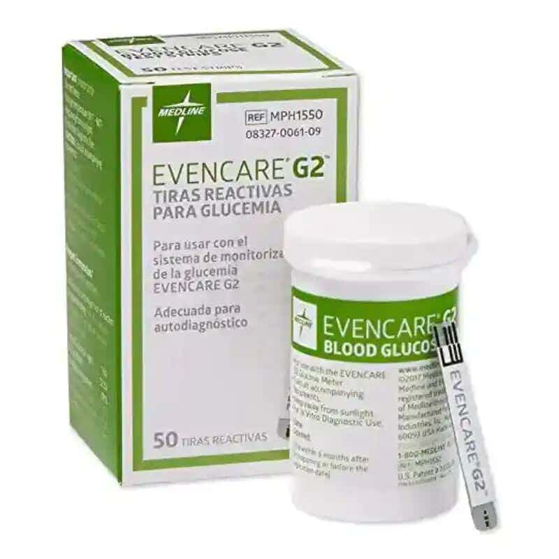 EvenCare G2 Blood Glucose Test Strips, MPH1550, Box of 50