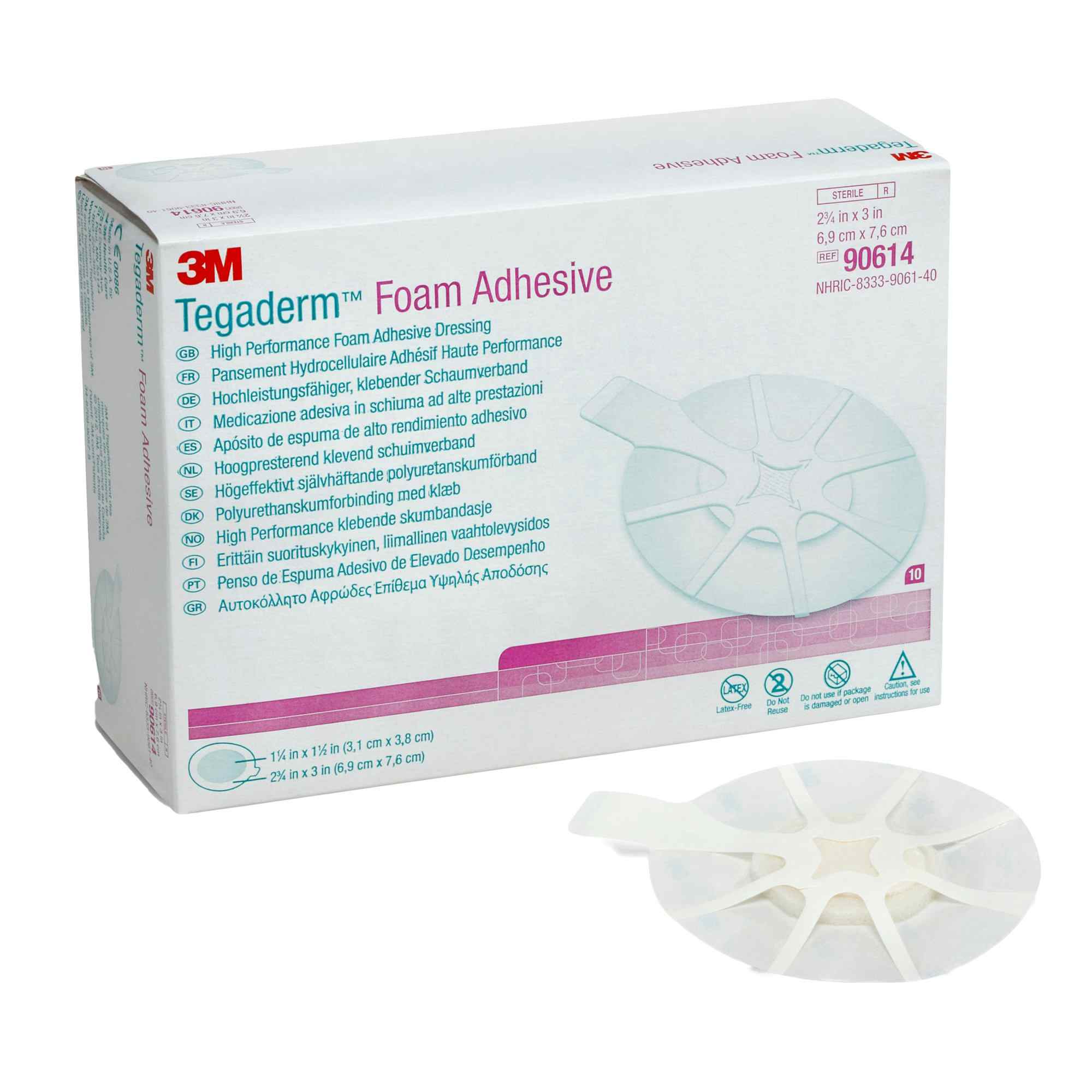 3M Tegaderm Foam Adhesive High Performance Foam Adhesive Dressing, 2.75 X 2.75", 90614, Box of 10