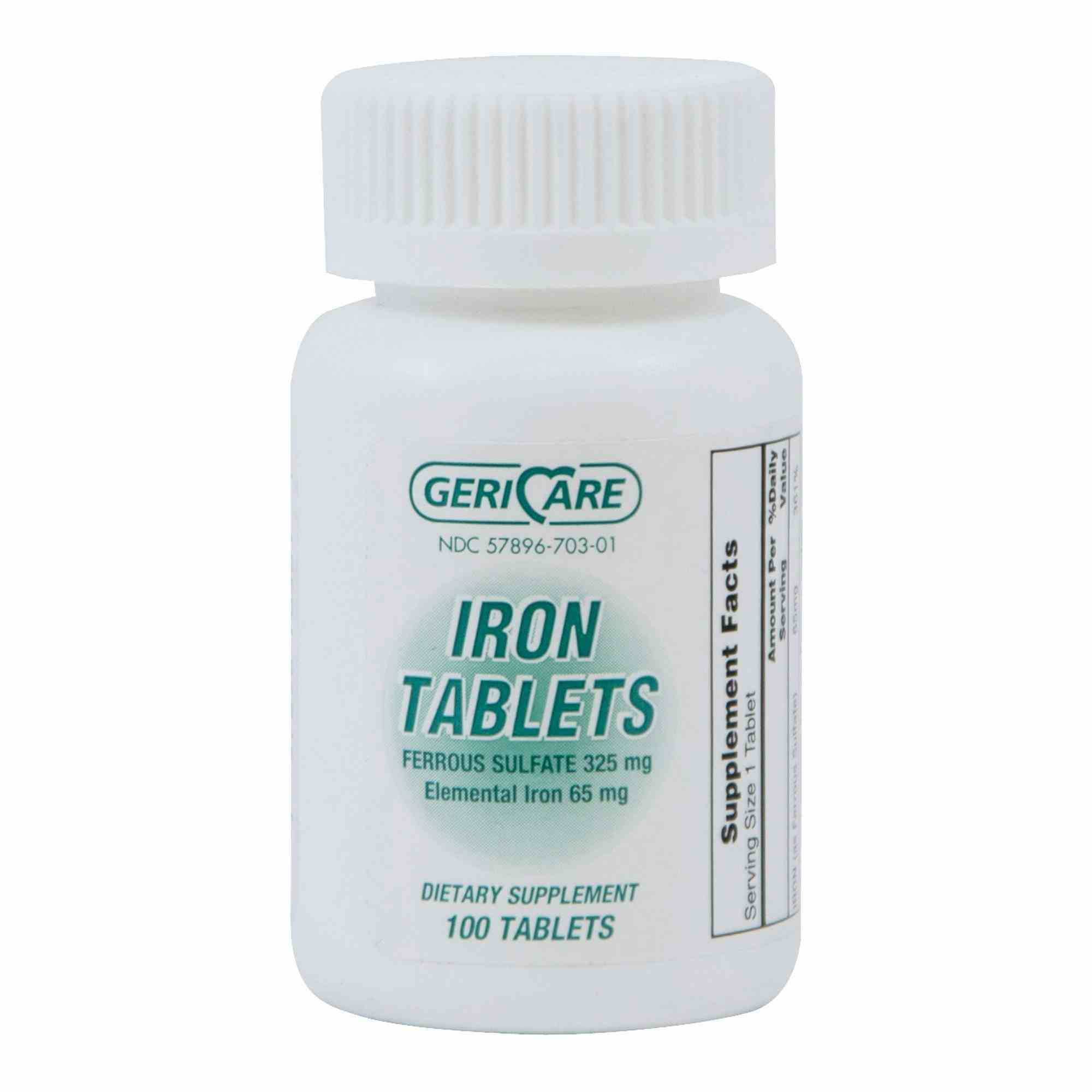 Geri-Care Iron Tablets, 325 mg, 100 Tablets, 60-703-01, 1 Bottle