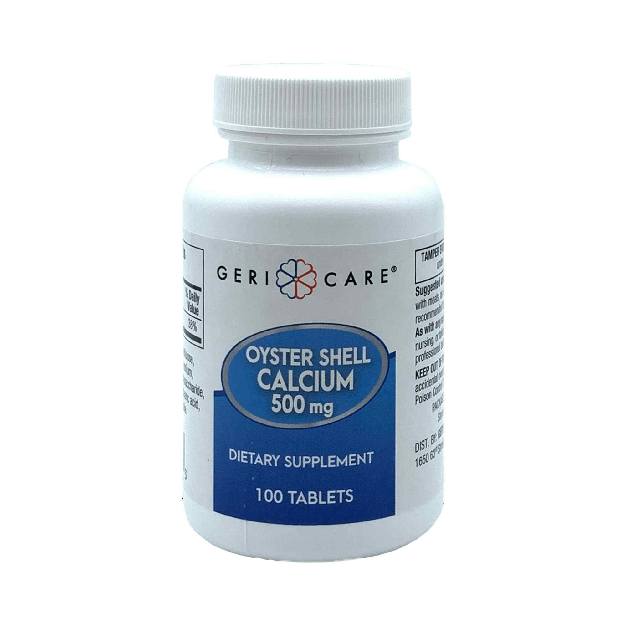 Geri-Care Oyster Shell Calcium Dietary Supplement, 500 mg, 100 Tablets, 741-01-GCP, 1 Bottle
