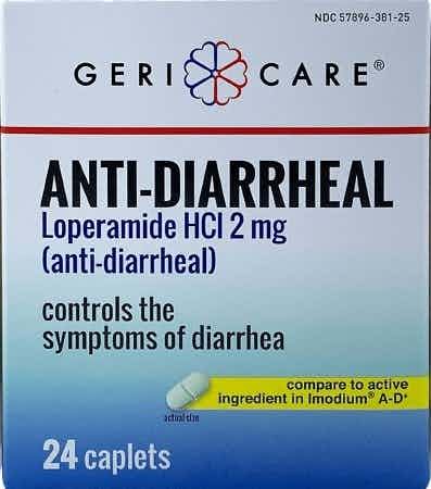 Geri-Care Anti-Diarrheal Loperamide HCI, 2 mg, 24 Caplets, 381-24B-GCP, 1 Box