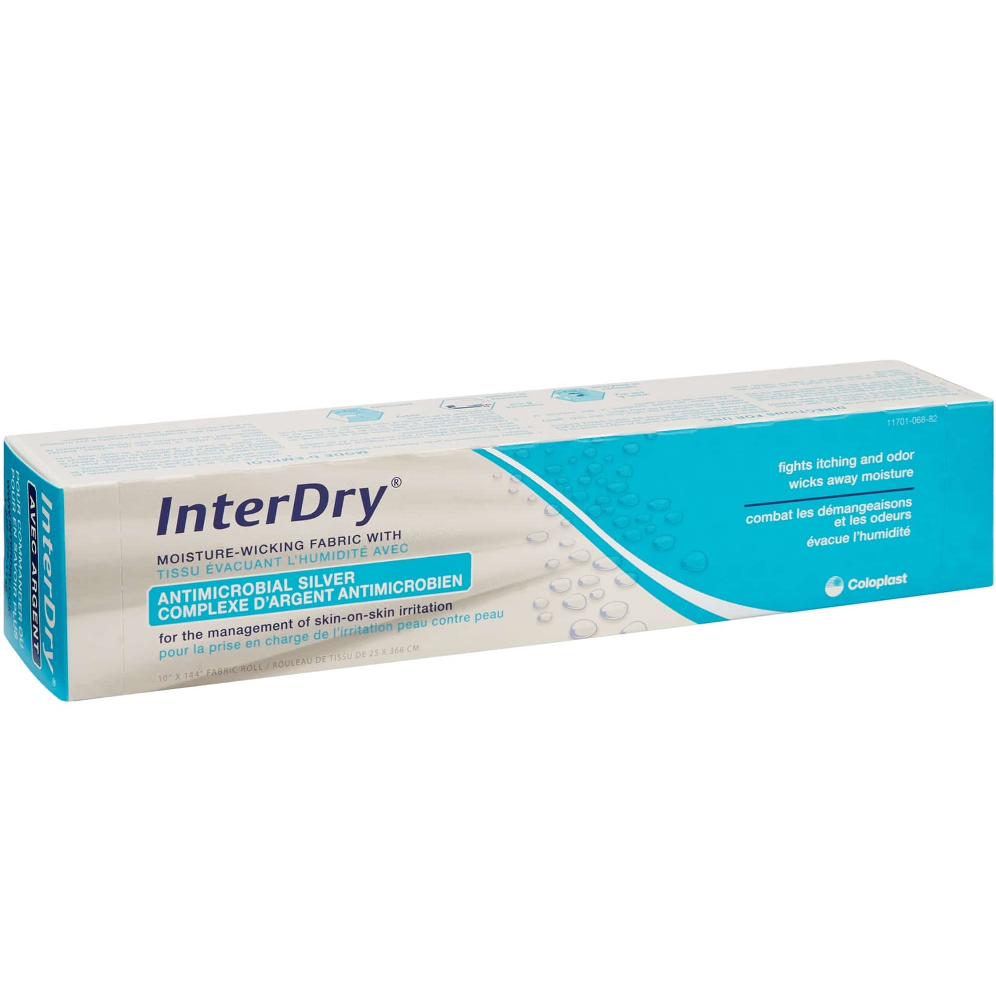 coloplast silver dressing Coloplast InterDry Moisture-Wicking Fabric with Antimicrobial Silver, Fabric, Non-adhesive, White, 10 x 144 In., Roll, Sterile, 1 Count, #7910
