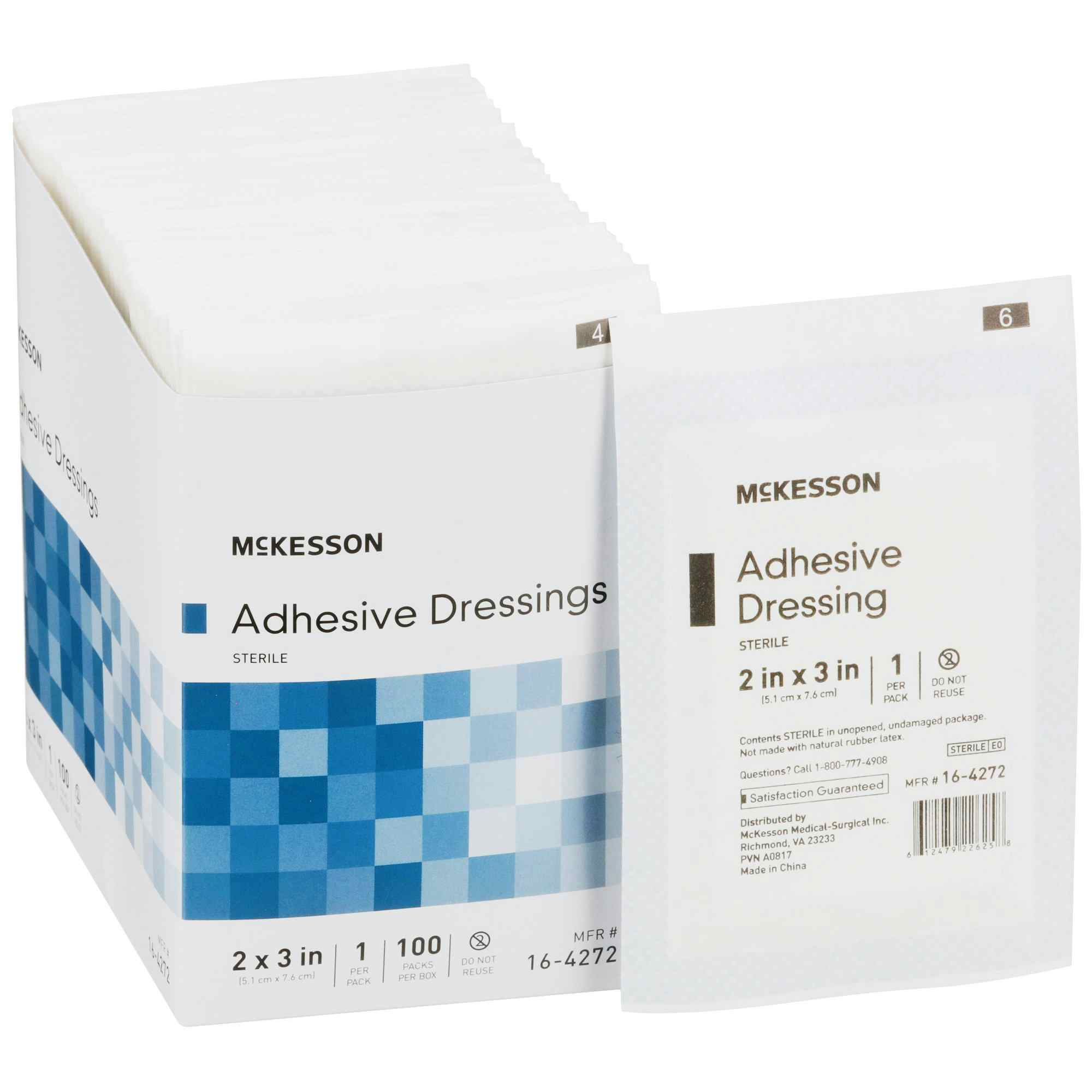 McKesson Adhesive Dressing, 2 X 3", 16-4272, Box of 100