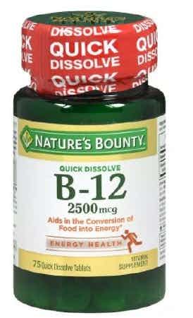 Nature's Bounty Quick Dissolve B-12, 2500 mcg, 75 Tablets, 07431258911, 1 Bottle
