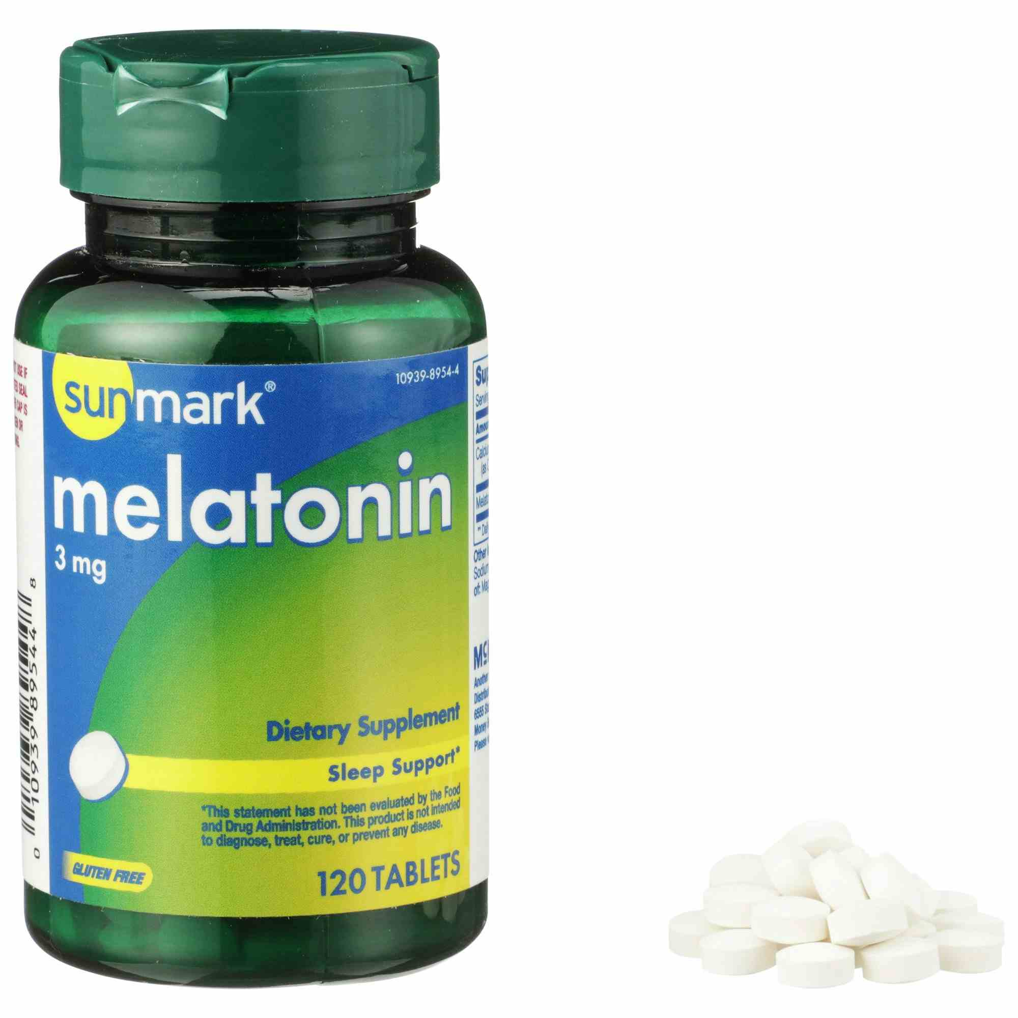 Sunmark Melatonin Dietary Supplement, 3 mg, 120 Tablets, 01093989544, 1 Bottle