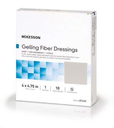 McKesson Gelling Fiber Dressings Antibacterial Silver, 4 X 4.75", 87400, Box of 10