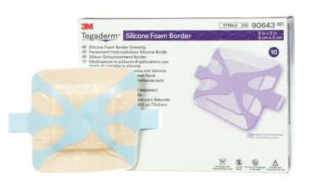 3M Tegaderm Silicone Foam Border Dressing, 2 X 2", 90643, Box of 10