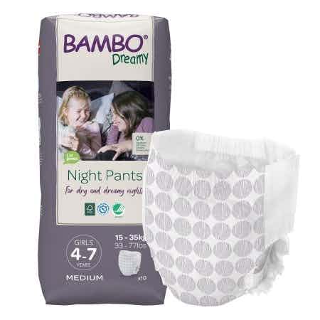 Bambo Dreamy Night Pants for Girls, Heavy Absorbency, 1000018874, 4-7 Years (33-77 lbs) - Bag of 10
